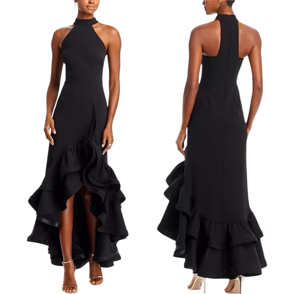 NWT AQUA Bloomingdale's Racerback Ruffle Hem Gown Green Size 12